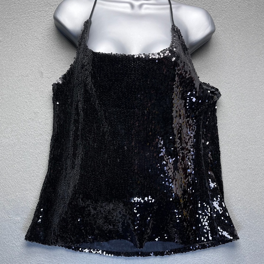 Anna-Kaci Women Tank Top Black Sequin XXL Glam Party Disco Night Out B1611